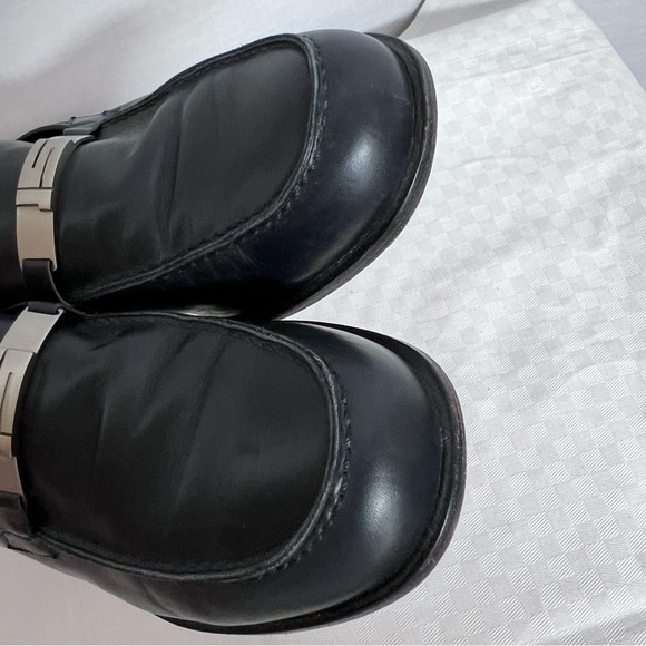 Jil Sander Navy Leather Loafers with Silver Accent main image 8